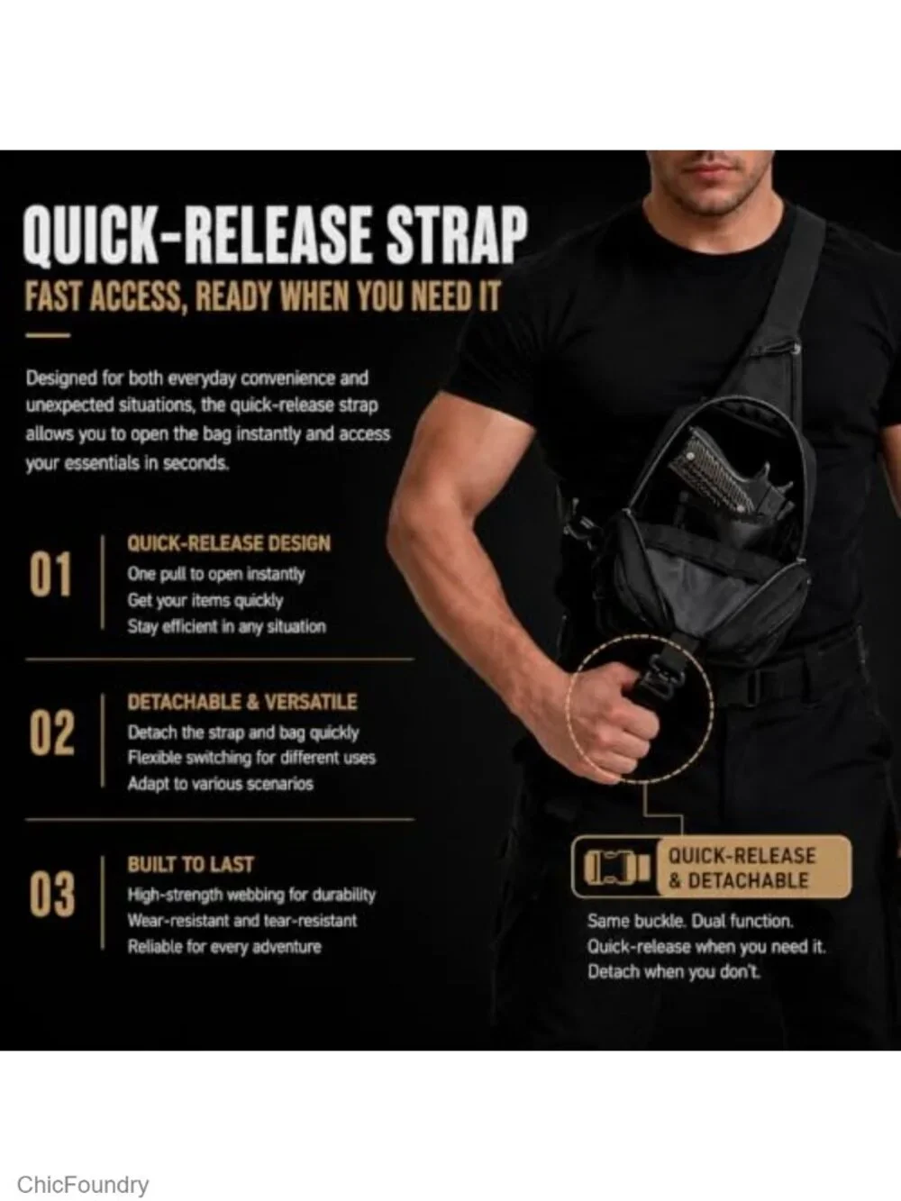 RFID Blocking Tactical Crossbody Sling Bag with MOLLE System - Water Resistant